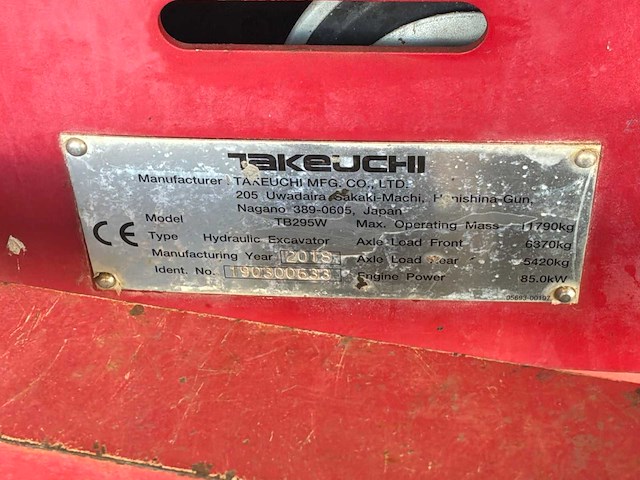 2018 takeuchi tb295w banden graafmachine - afbeelding 3 van  24