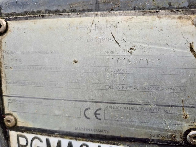 2018 terex tc19-2 minigraafmachine - afbeelding 36 van  48