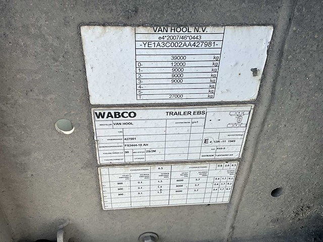 2018 van hool containerchassis oplegger containertransport 40-45 voet (75140-504) - afbeelding 9 van  10