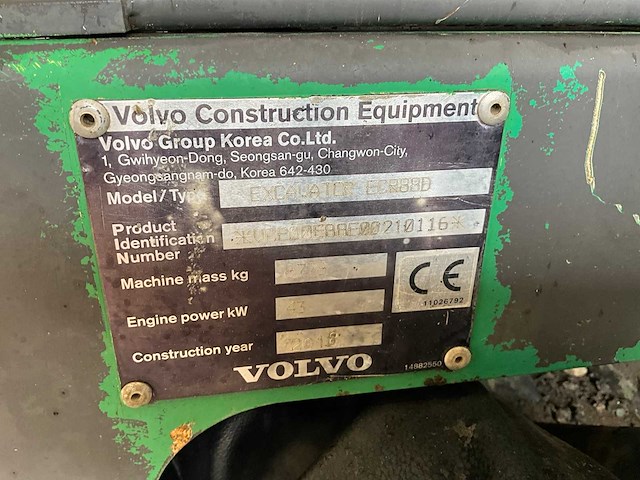 2018 volvo ecr88d midigraafmachine - afbeelding 22 van  30