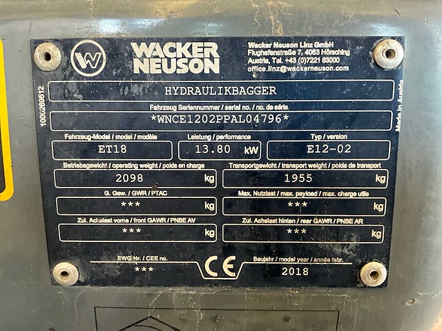 2018 wacker neuson et18 minigraafmachine - afbeelding 8 van  26
