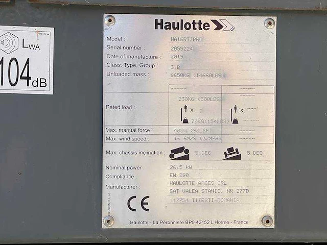 2019 - haulotte - ha 16 - hoogtewerker - afbeelding 33 van  35