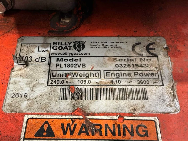 2019 billy goat industries pl1801v gazonbeluchter benzine - afbeelding 5 van  6