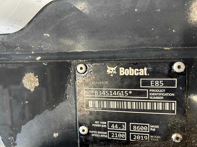 2019 bobcat e85 rupsgraafmachine - afbeelding 2 van  7
