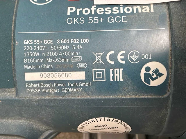 2019 bosch gks 55 gce handcirkelzaag - afbeelding 4 van  5