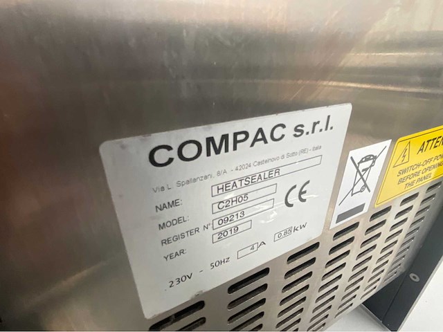 2019 compac srl c2h05 vacuümsealer - afbeelding 7 van  7