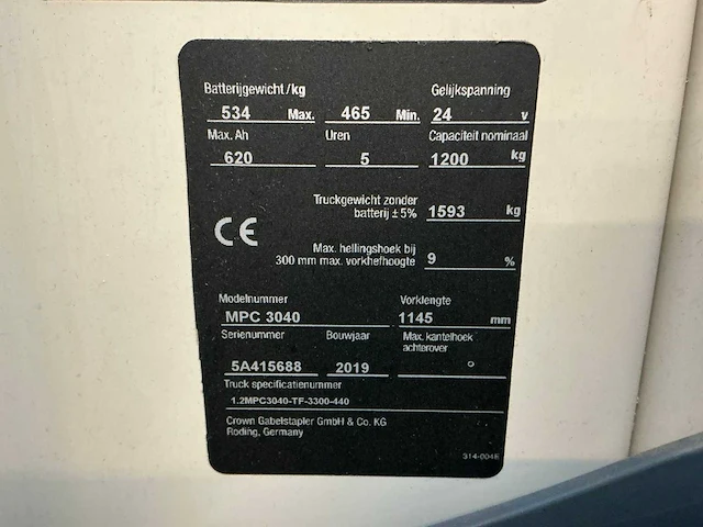 2019 crown mpc 3040 orderpicker - afbeelding 8 van  10