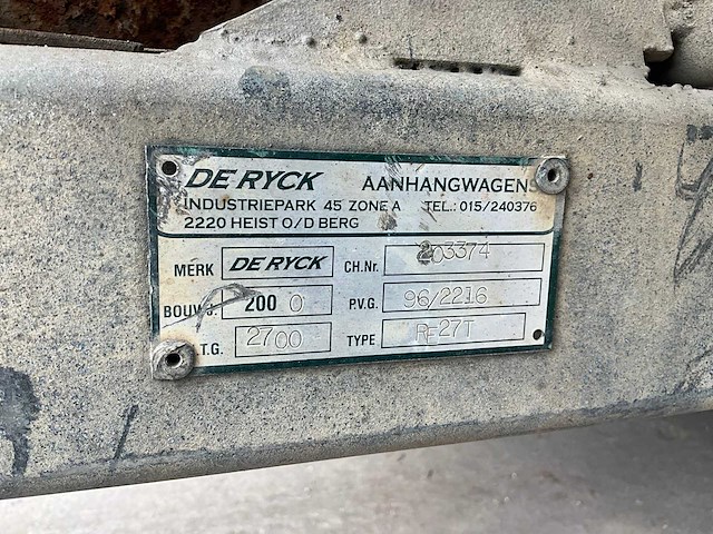 2019 de ryck re27t kiepbak aanhangwagen - afbeelding 9 van  22