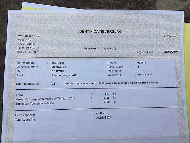 2019 de ryck re27t kiepbak aanhangwagen - afbeelding 14 van  22
