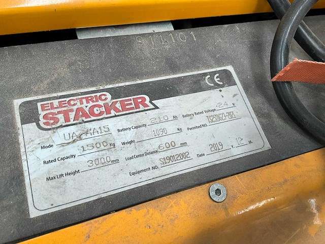 2019 electric stacker ua-aa15 stapelaar - afbeelding 10 van  10