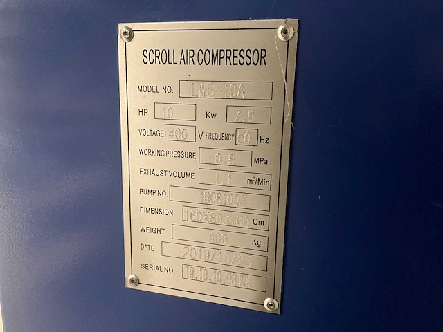 2019 febe proline lws-10a compressor - afbeelding 10 van  13