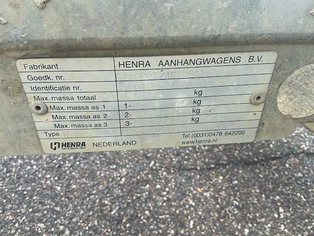 2019 henra kp35 tr3 aanhangwagen - kipper - afbeelding 11 van  26