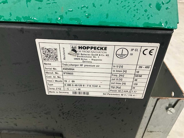 2019 hoppecke trak charger hf premium air acculader - afbeelding 5 van  5