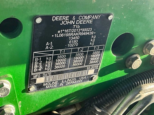 2019 john deere 6195r landbouwtractor - afbeelding 15 van  23