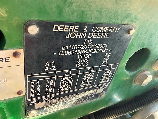 2019 john deere 6r215 vierwielaangedreven landbouwtractor - afbeelding 15 van  23