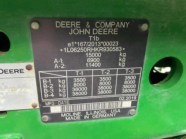 2019 john deere 6r250 vierwielaangedreven landbouwtractor - afbeelding 14 van  22