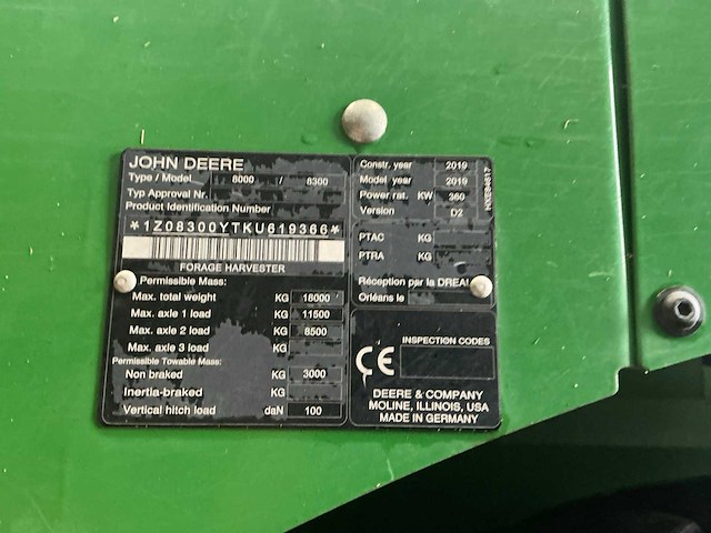 2019 john deere 8300 zelfrijdende veldhakselaar - afbeelding 7 van  15