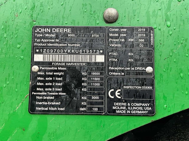 2019 john deere jd spfh 9700-3 zelfrijdende veldhakselaar - afbeelding 27 van  33