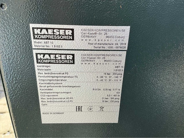 2019 kaeser sm13t sfc schroefcompressor - afbeelding 6 van  6