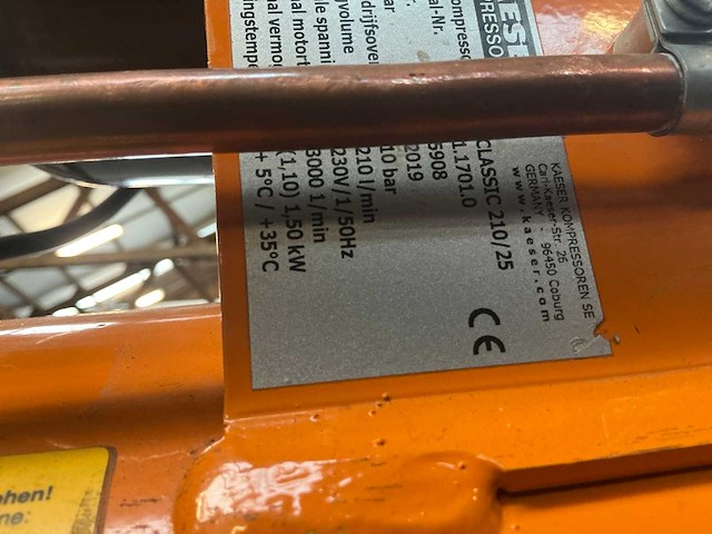 2019 kaiser classic 210/25w luchtcompressor - afbeelding 5 van  5