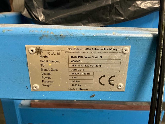 2019 k.a.m. pu2foam.plwh.s cnc-lijmmachine - afbeelding 9 van  18