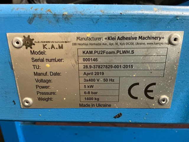 2019 k.a.m. pu2foam.plwh.s cnc-lijmmachine - afbeelding 10 van  18