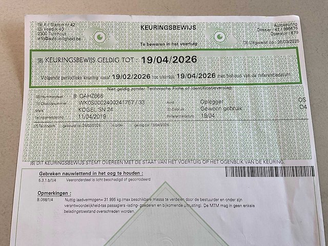 2019 kögel sn 24 schuifzeiloplegger - afbeelding 12 van  20