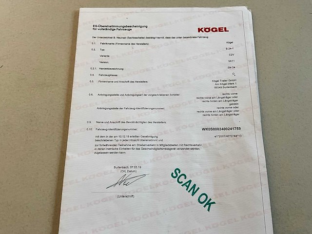 2019 kögel sn 24 schuifzeiloplegger - afbeelding 14 van  20