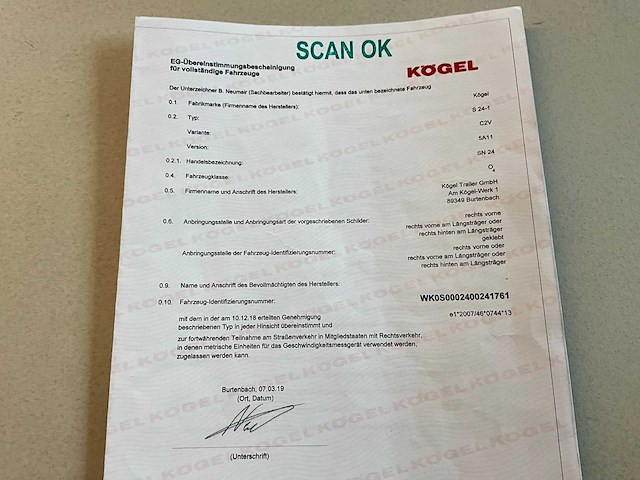 2019 kögel sn 24 schuifzeiloplegger - afbeelding 17 van  26