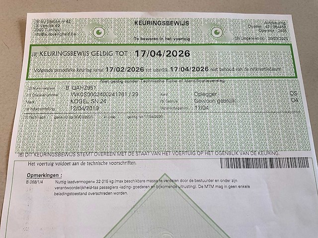 2019 kögel sn 24 schuifzeiloplegger - afbeelding 20 van  26