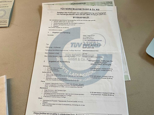 2019 kögel sn 24 schuifzeiloplegger - afbeelding 21 van  26