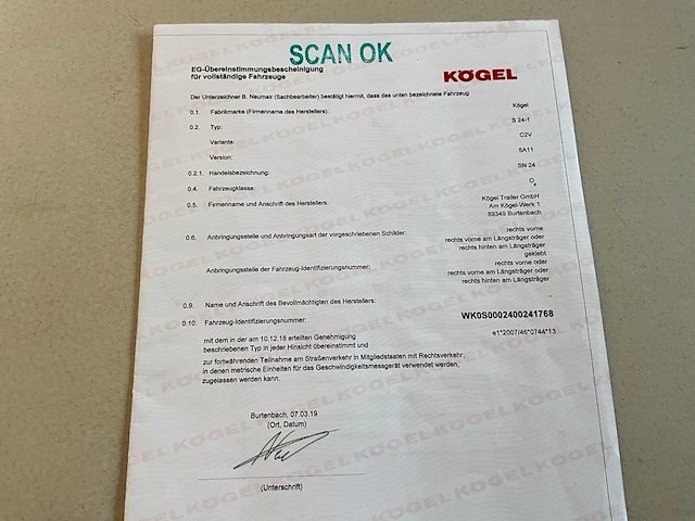 2019 kögel sn 24 schuifzeiloplegger - afbeelding 17 van  27