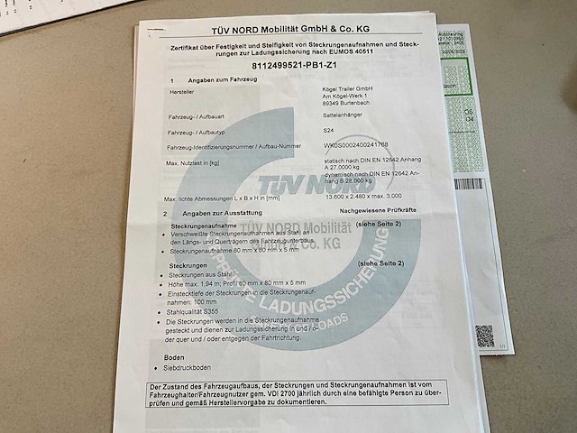 2019 kögel sn 24 schuifzeiloplegger - afbeelding 20 van  27