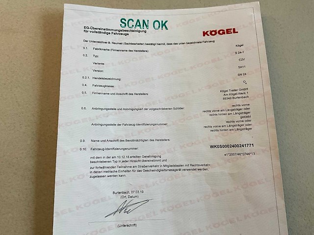 2019 kögel sn 24 schuifzeiloplegger - afbeelding 15 van  24