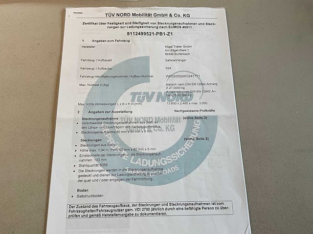 2019 kögel sn 24 schuifzeiloplegger - afbeelding 17 van  24