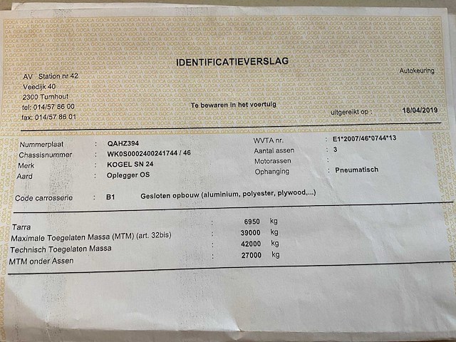 2019 kögel sn 24 schuifzeiloplegger - afbeelding 17 van  27