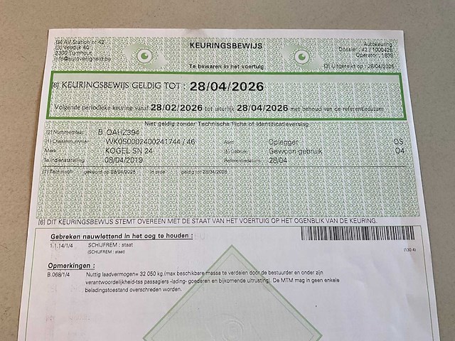 2019 kögel sn 24 schuifzeiloplegger - afbeelding 20 van  27