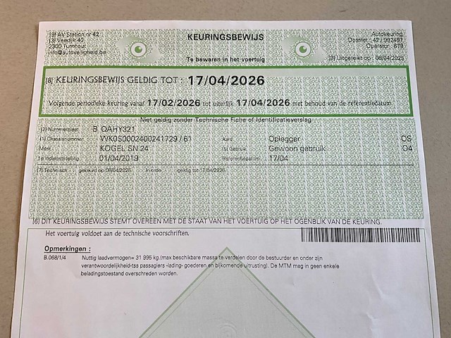 2019 kögel sn 24 schuifzeiloplegger - afbeelding 17 van  23