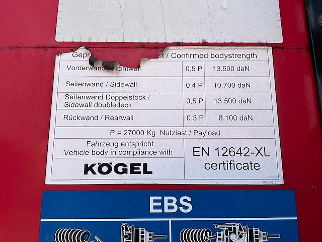 2019 kögel sn 24 schuifzeiloplegger - afbeelding 8 van  20