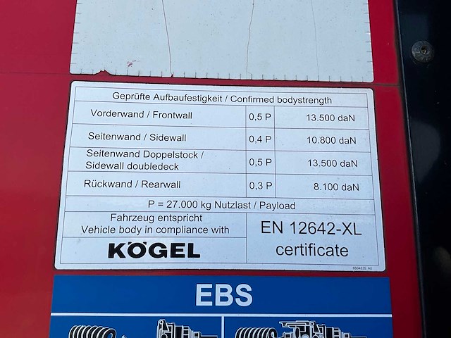 2019 kögel sn 24 schuifzeiloplegger - afbeelding 12 van  23