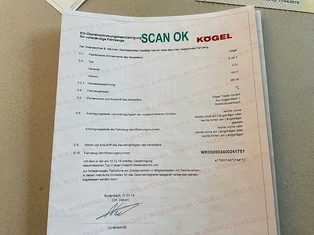 2019 kögel sn 24 schuifzeiloplegger - afbeelding 13 van  23