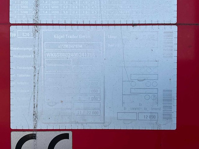 2019 kögel sn 24 schuifzeiloplegger - afbeelding 13 van  27