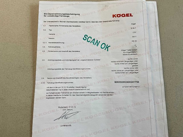 2019 kögel sn 24 schuifzeiloplegger - afbeelding 18 van  27