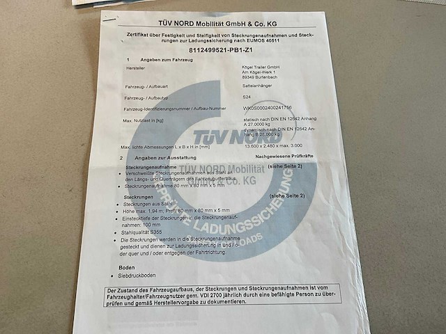 2019 kögel sn 24 schuifzeiloplegger - afbeelding 20 van  27