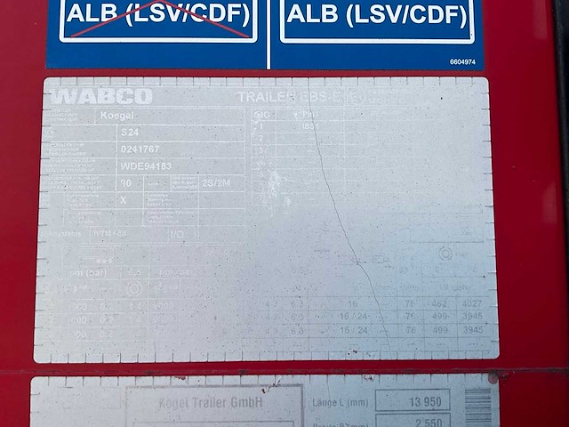 2019 kögel sn 24 schuifzeiloplegger - afbeelding 13 van  21