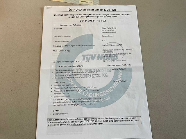 2019 kögel sn 24 schuifzeiloplegger - afbeelding 20 van  21