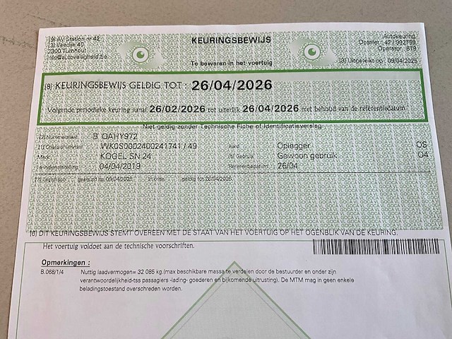 2019 kögel sn 24 schuifzeiloplegger - afbeelding 18 van  29