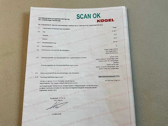 2019 kögel sn 24 schuifzeiloplegger - afbeelding 16 van  21