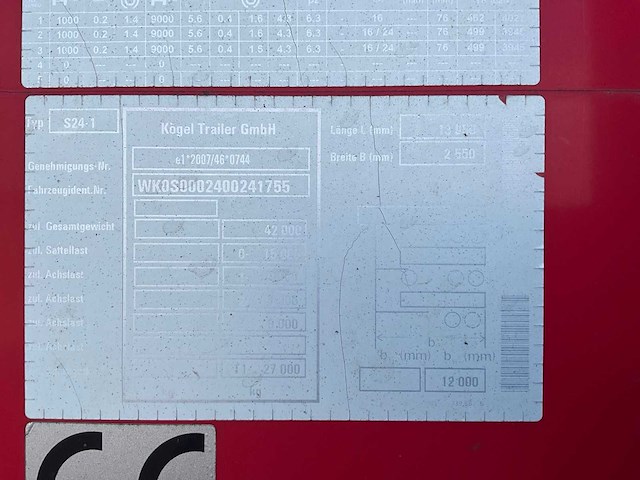 2019 kögel sn 24 schuifzeiloplegger - afbeelding 16 van  30