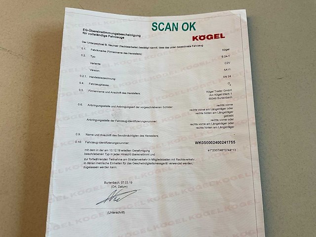 2019 kögel sn 24 schuifzeiloplegger - afbeelding 20 van  30